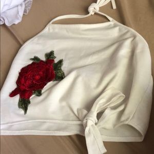 White backless crop top